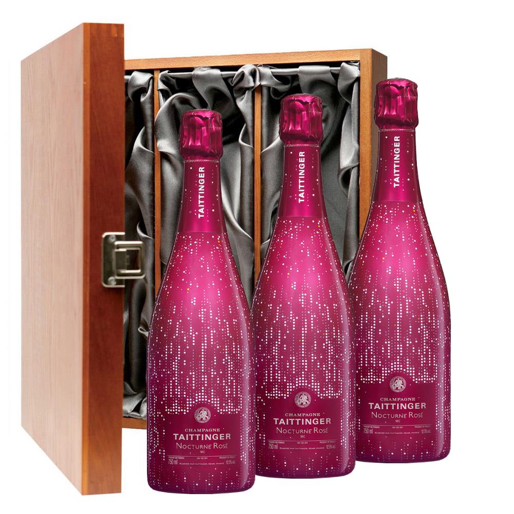 Taittinger Nocturne Rose City Lights Champagne 75cl Three Bottle Luxury Gift Box